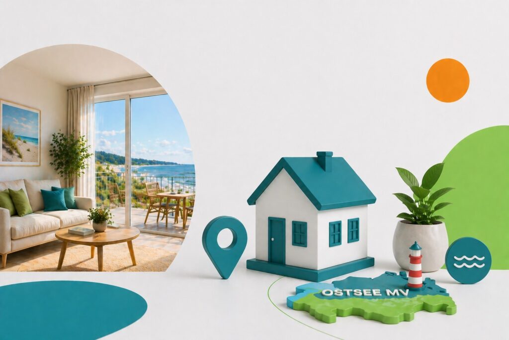 Modell eines Ferienhauses an der Ostsee, das Favorent für die Vermietung verwaltet.